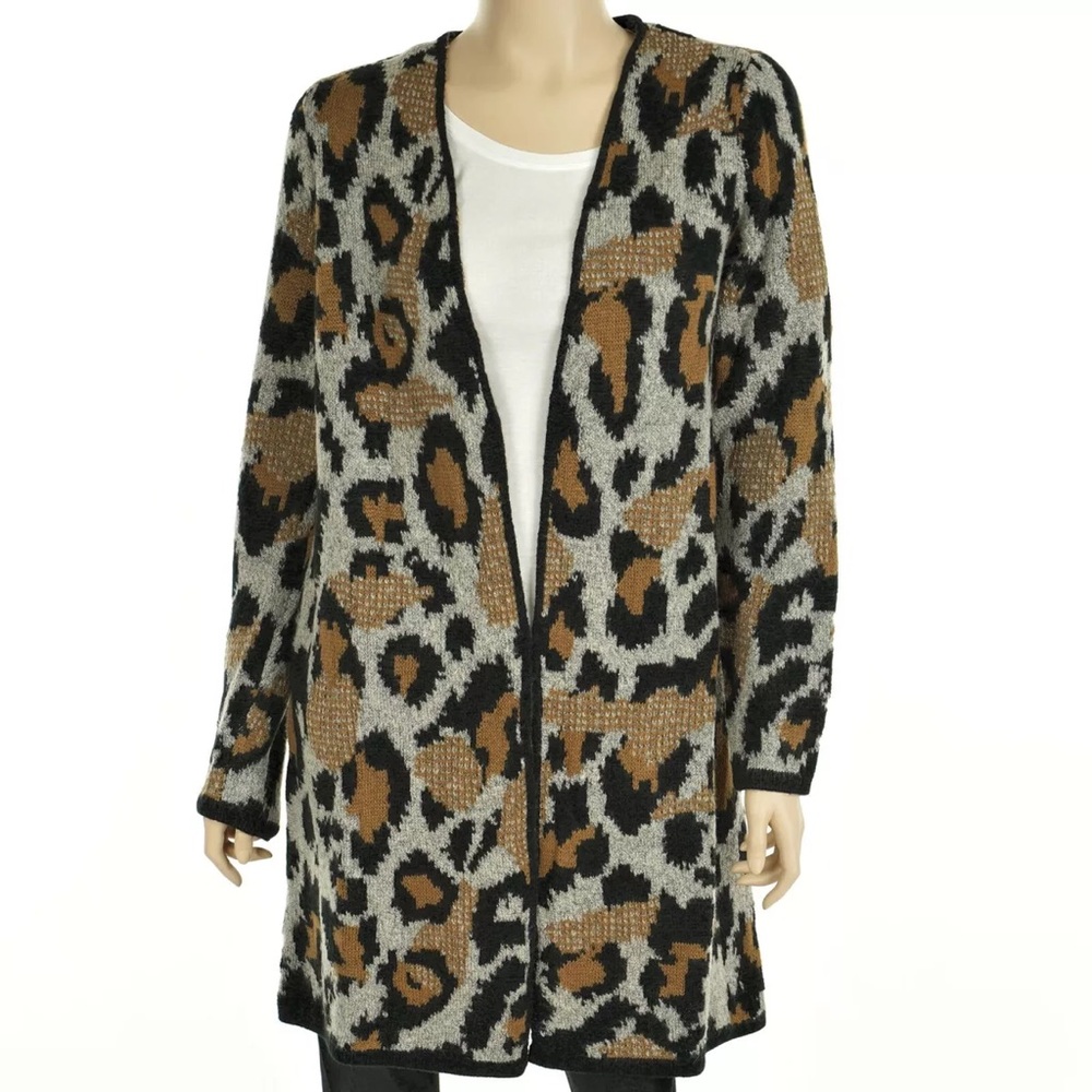 Apt. 9 Women's Open Front Black & Tan Leopard Pri… - image 1